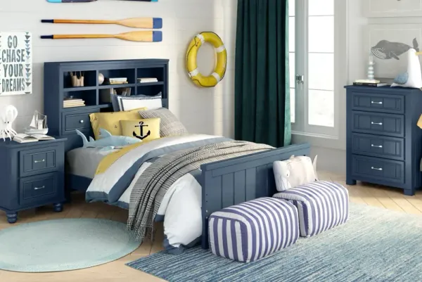 Kids Cottage Colors Navy Full Bookcase Bedroom
