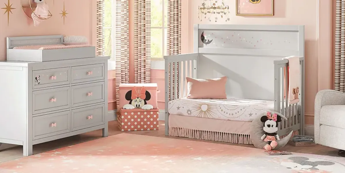 Disney Baby Starry Dreams with Minnie Mouse Gray Convertible Crib