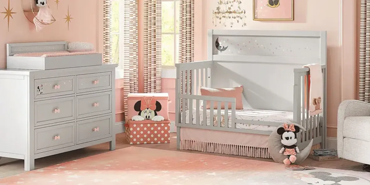 Disney Baby Starry Dreams with Minnie Mouse Gray Convertible Crib