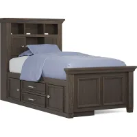 Kids Canyon Lake Java 3 Pc Twin Bookcase Bed with Storage Side Rail