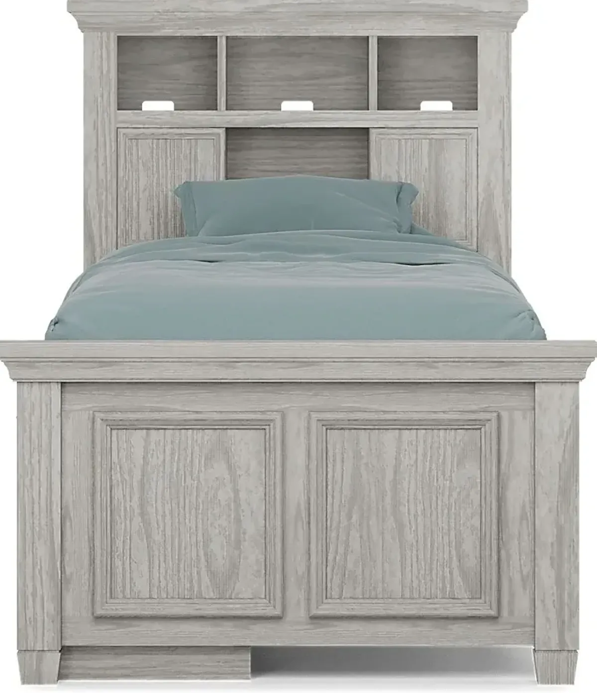 Kids Canyon Lake Ash Gray 3 Pc Twin Bookcase Bed with Storage Side Rail