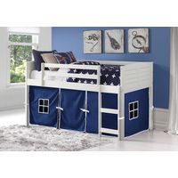 Kids Camp Hideaway White Twin Jr. Loft Bed with Blue Tent