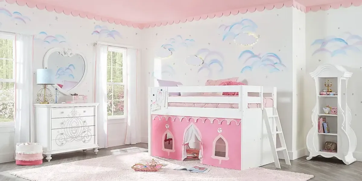 Disney Princess Fairytale White Loft Bed with Activity Panel