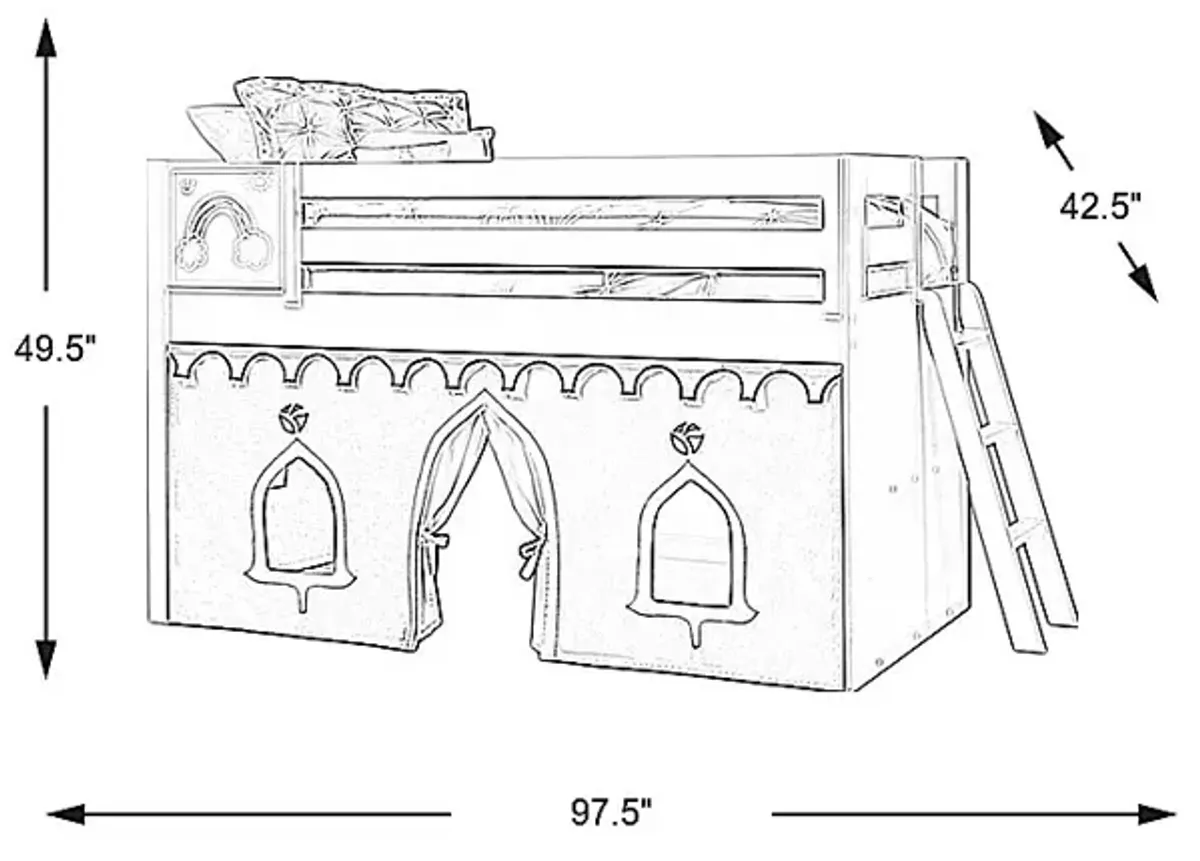 Disney Princess Fairytale White Loft Bed with Activity Panel