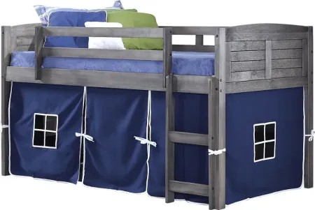 Camp Hideaway Gray Twin Jr. Loft Bed with Blue Tent