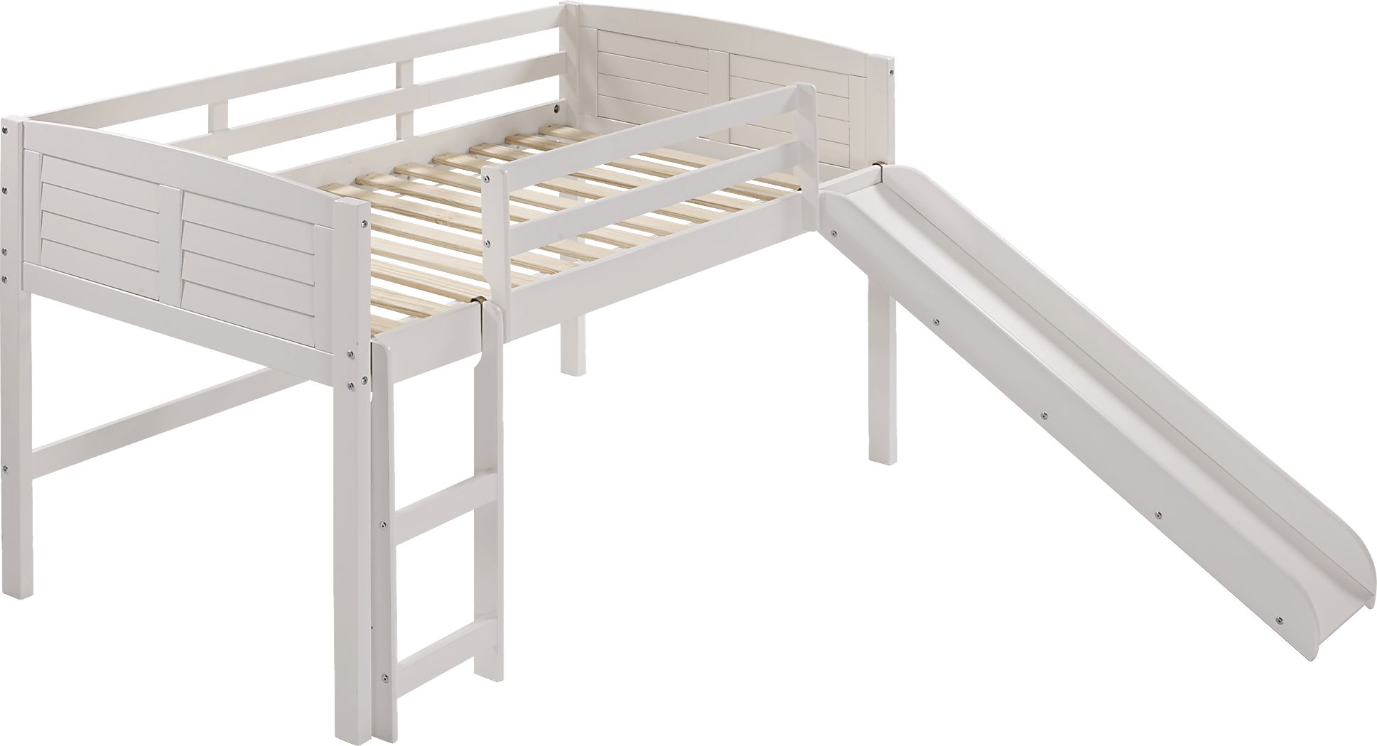 Kids Camp Hideaway White Twin Jr. Loft Bed with Slide