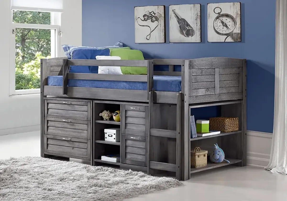 Kids Daintree Gray Twin Jr. Loft Bed with Drawers