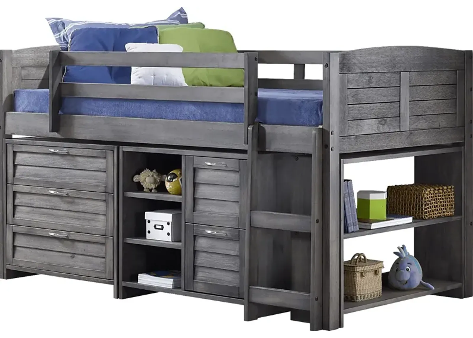 Kids Daintree Gray Twin Jr. Loft Bed with Drawers