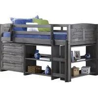 Kids Daintree Gray Twin Jr. Loft Bed with Bookcases