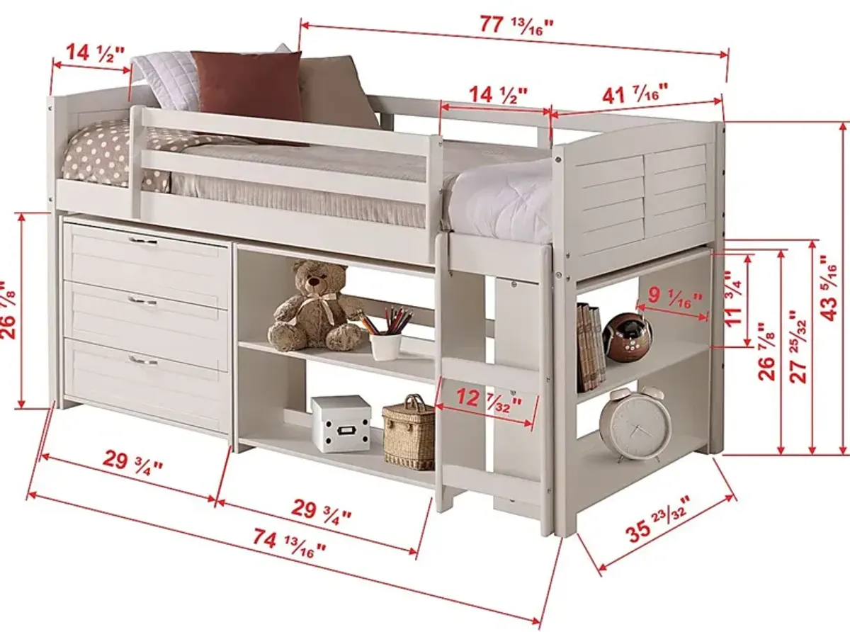 Kids Daintree White Twin Jr. Loft Bed