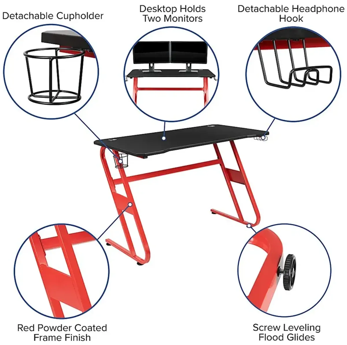 Kids Astix Red Gaming Desk