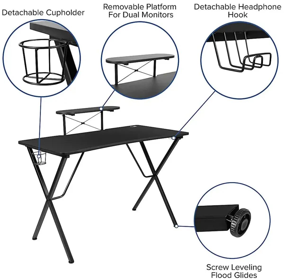 Kids Gindrex Black Gaming Desk