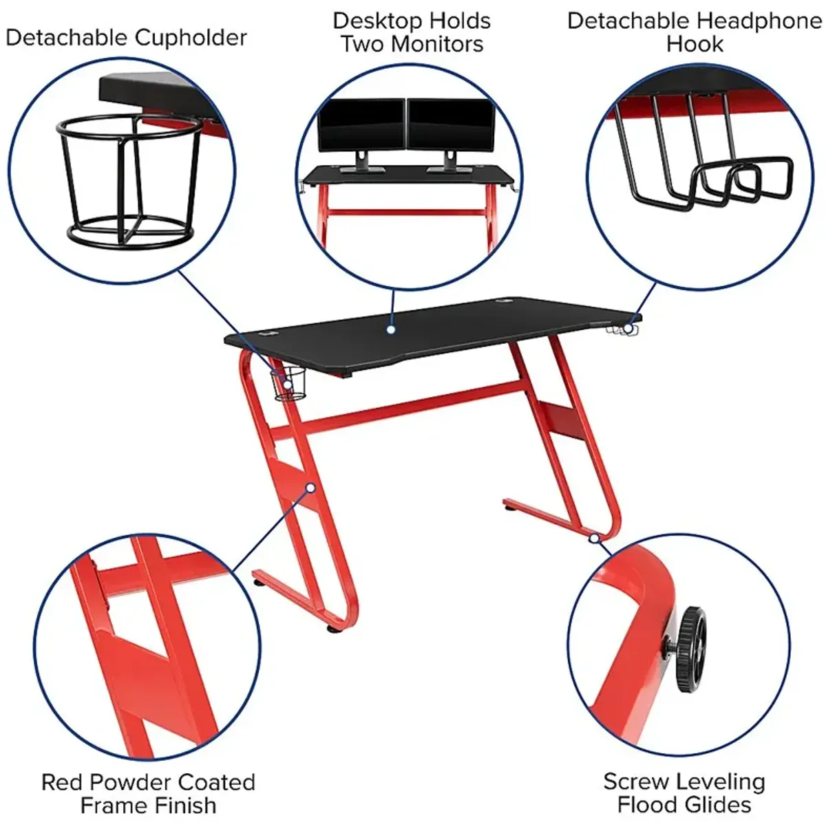 Kids Turole Red/Black Gaming Desk and Chair Set