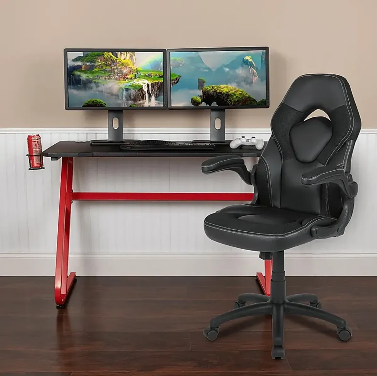 Kids Turole Red/Black Gaming Desk and Chair Set