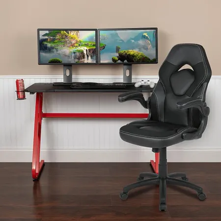 Kids Turole Red/Black Gaming Desk and Chair Set