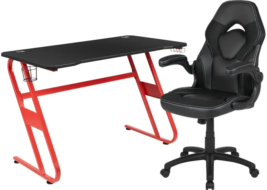 Kids Turole Red/Black Gaming Desk and Chair Set