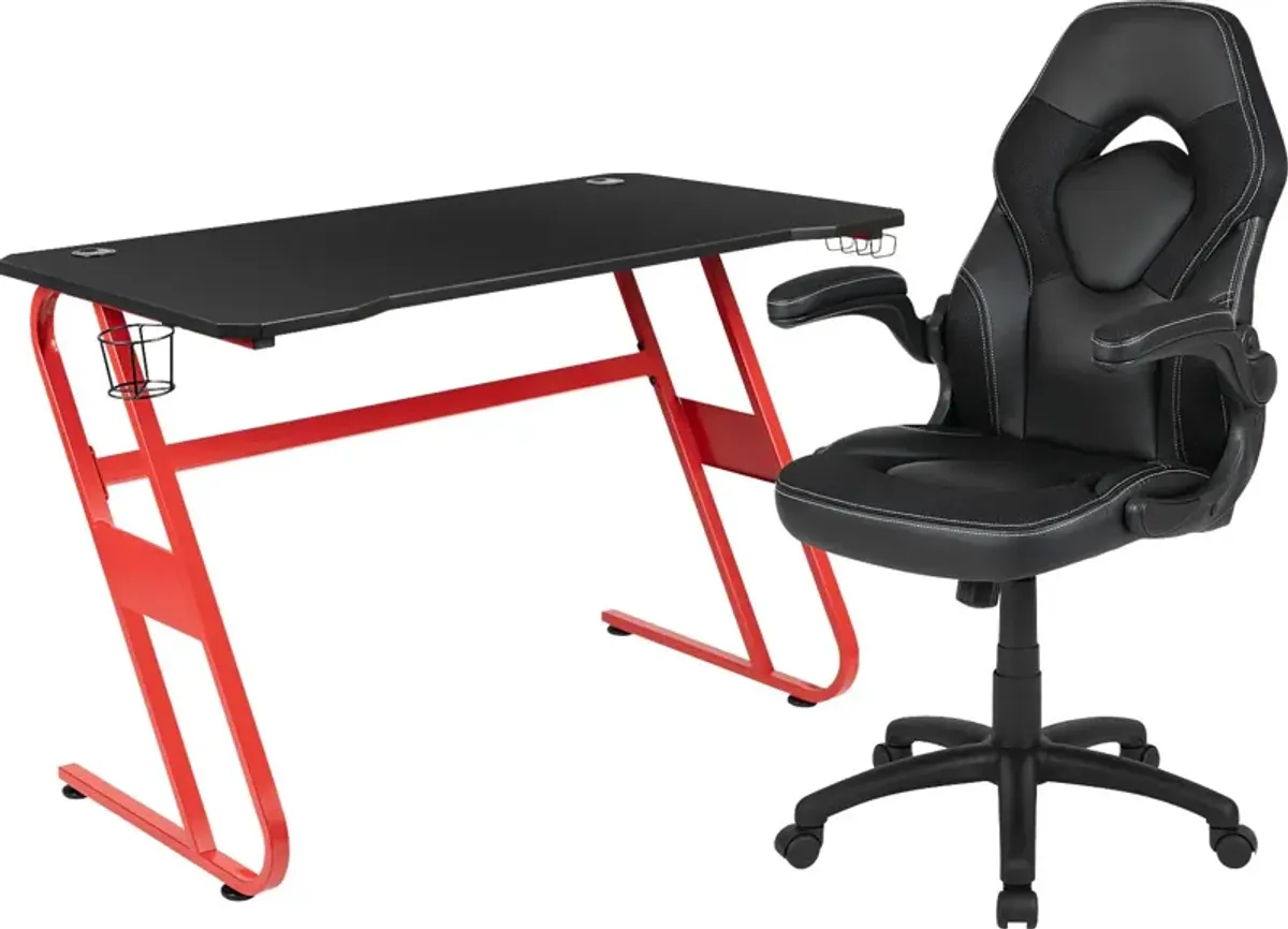 Kids Turole Red/Black Gaming Desk and Chair Set