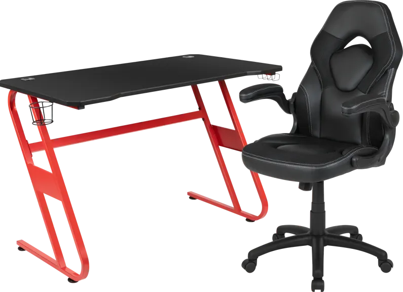 Kids Turole Red/Black Gaming Desk and Chair Set