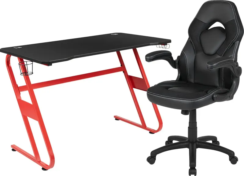 Kids Turole Red/Black Gaming Desk and Chair Set