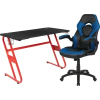 Kids Turole Red/Blue Gaming Desk and Chair Set