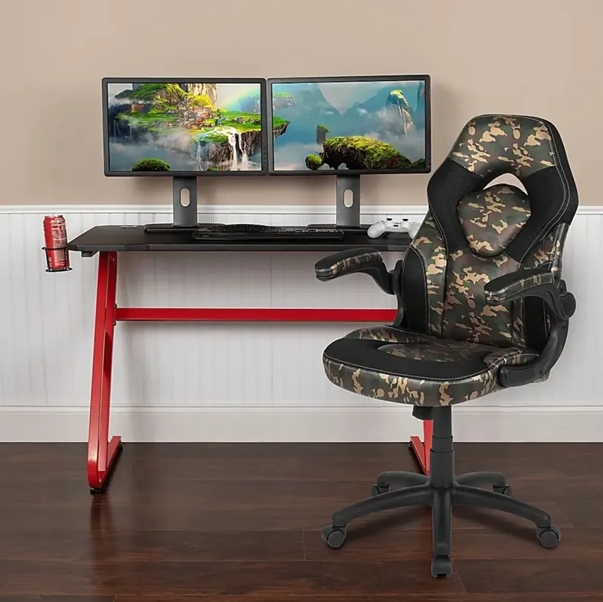 Kids Turole Red/Green Gaming Desk and Chair Set