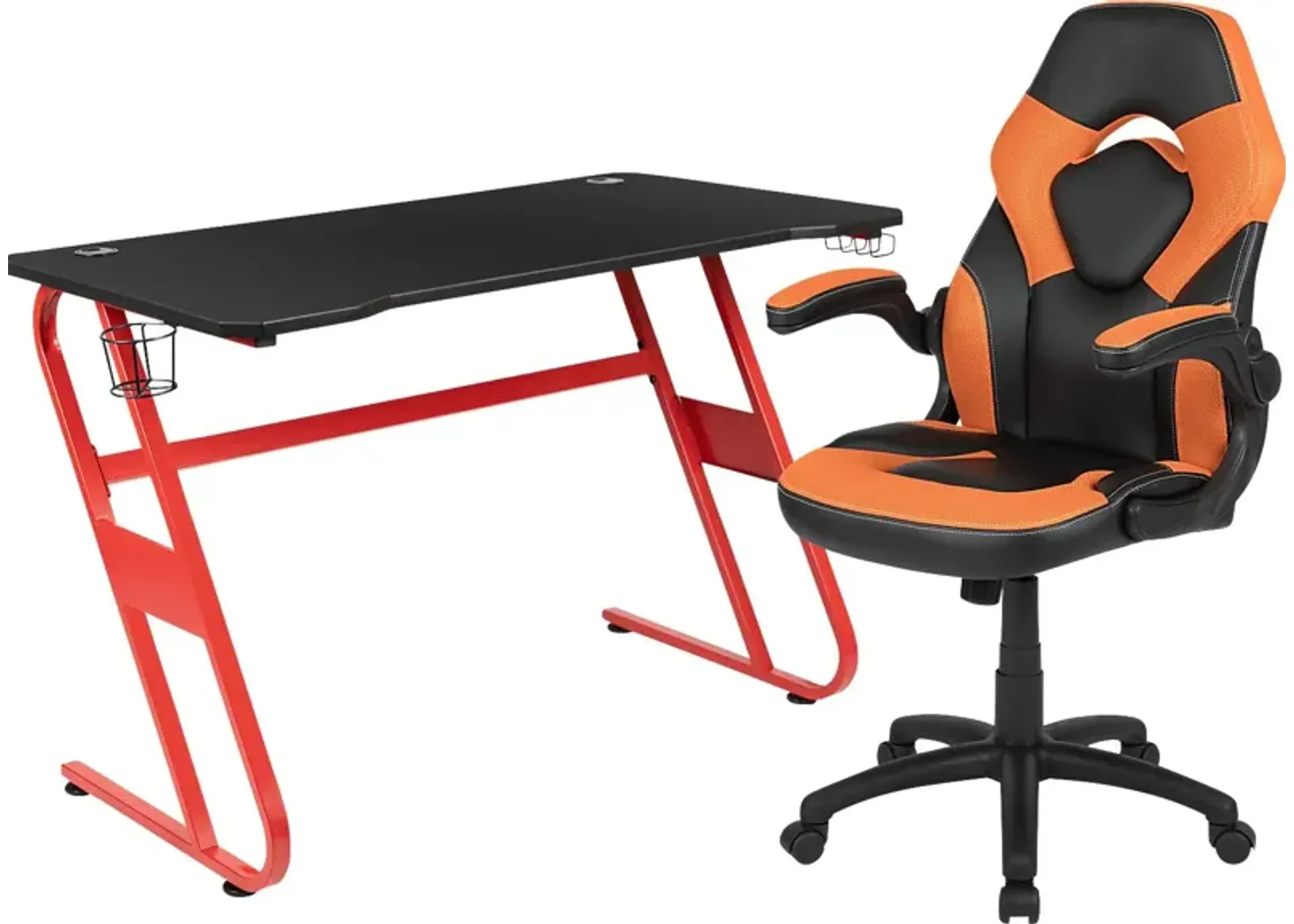 Kids Turole Red/Orange Gaming Desk and Chair Set