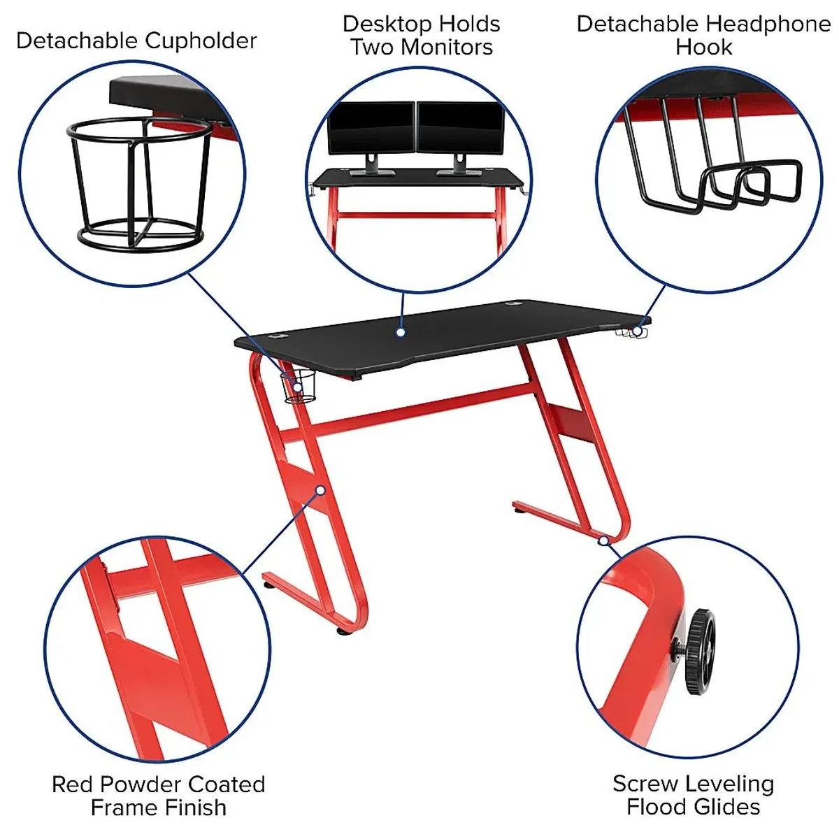 Kids Turole Red Gaming Desk and Chair Set
