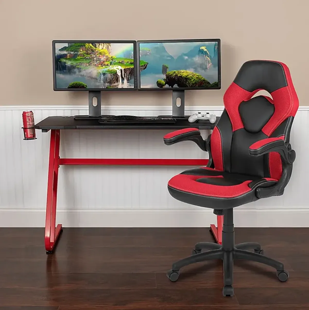 Kids Turole Red Gaming Desk and Chair Set