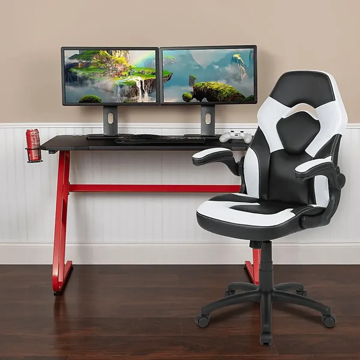 Kids Turole Red/White Gaming Desk and Chair Set