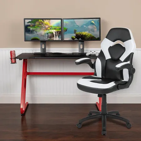 Kids Turole Red/White Gaming Desk and Chair Set
