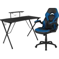 Gerro Black/Blue PC Gaming Desk and Chair Set