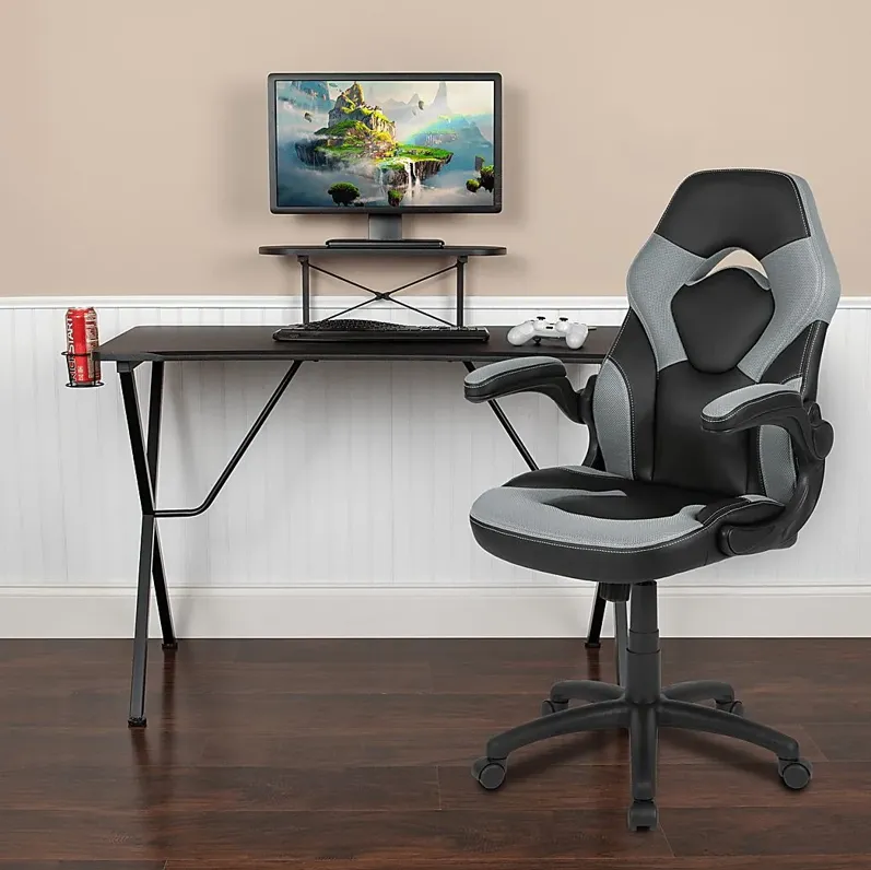 Gerro Black/Gray PC Gaming Desk and Chair Set