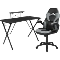 Gerro Black/Gray PC Gaming Desk and Chair Set