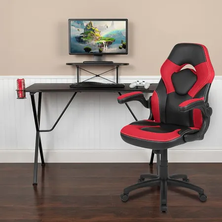 Gerro Black/Red PC Gaming Desk and Chair Set