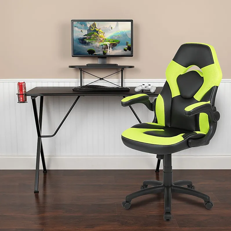 Gerro Black/Lime PC Gaming Desk and Chair Set