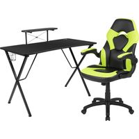 Gerro Black/Lime PC Gaming Desk and Chair Set