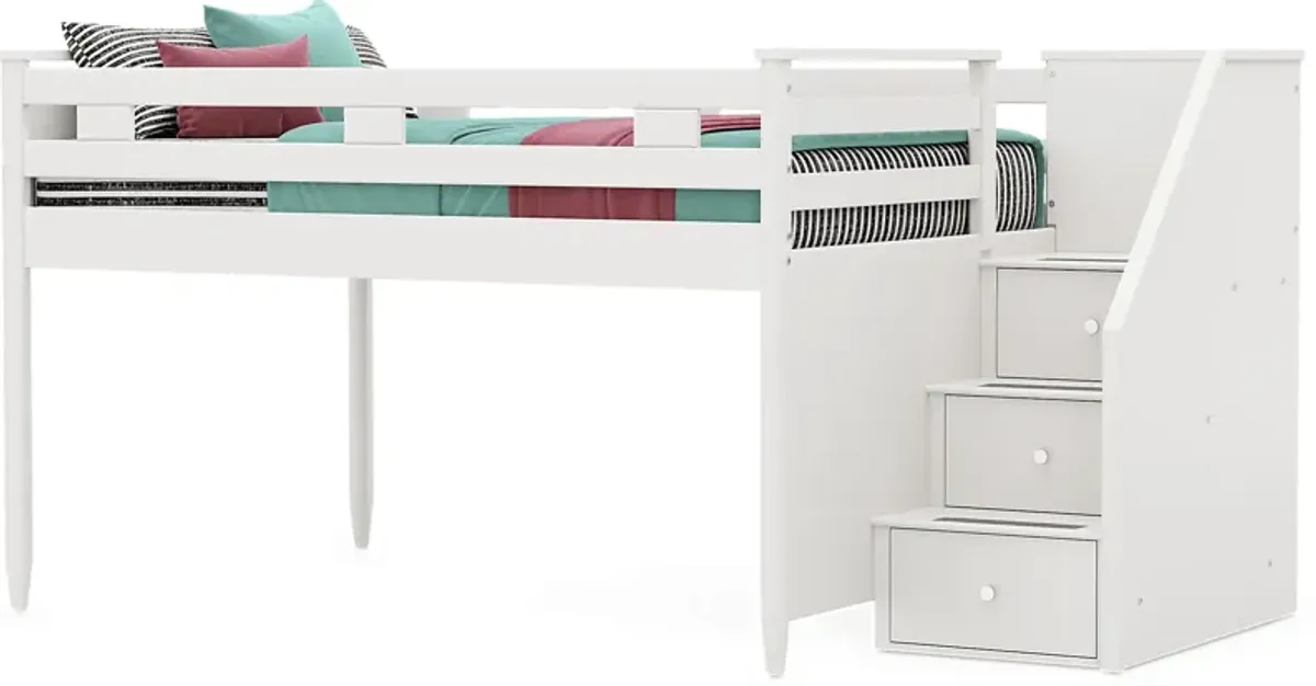 Kids Modern Colors White Full Step Loft