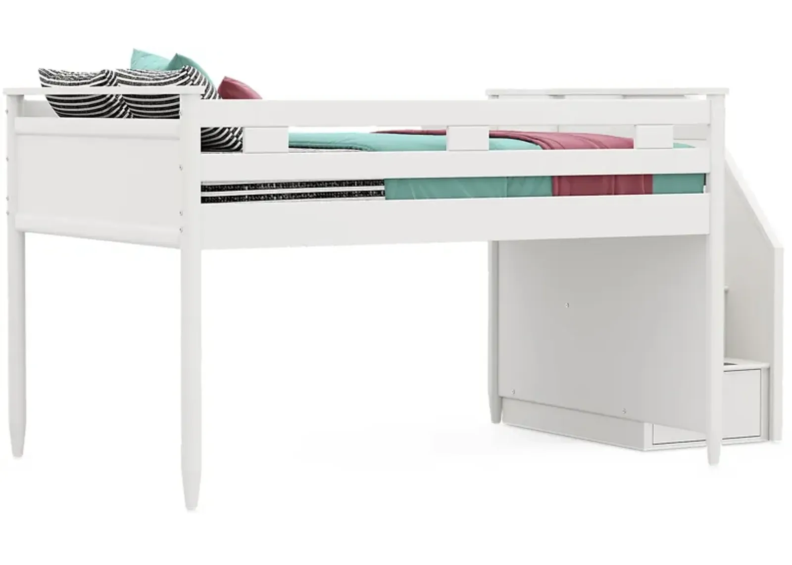 Kids Modern Colors White Full Step Loft