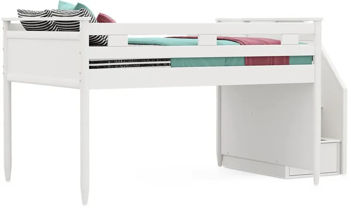 Kids Modern Colors White Full Step Loft