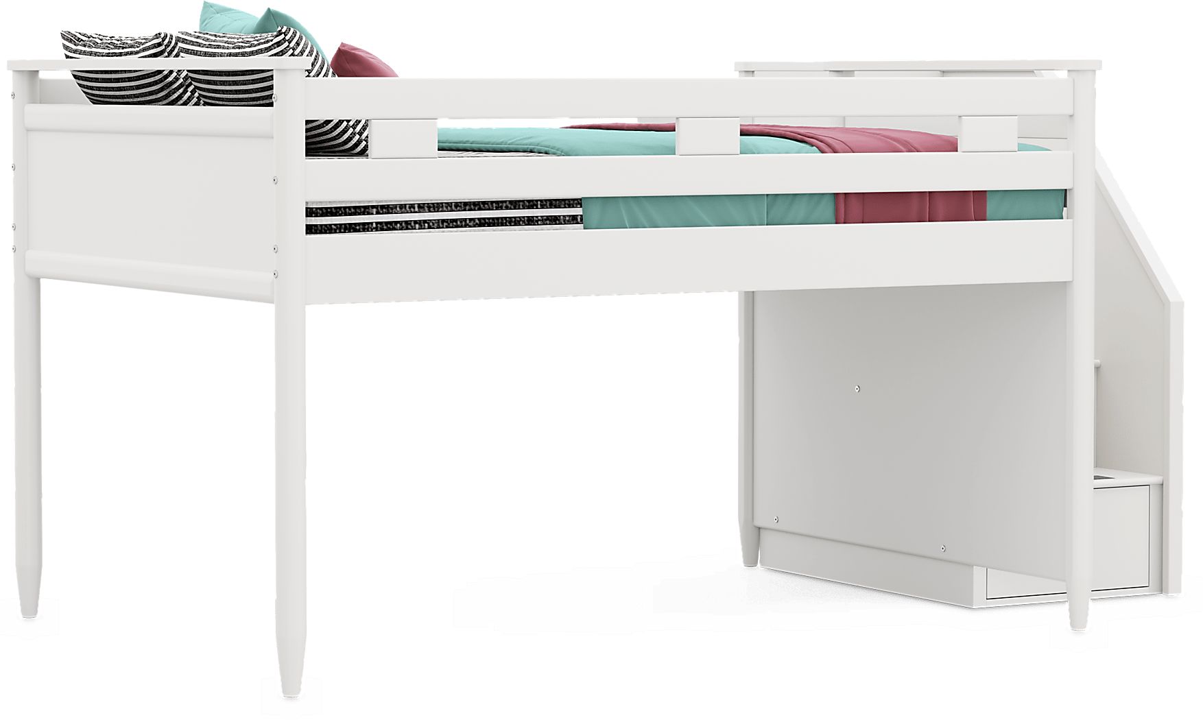 Kids Modern Colors White Full Step Loft