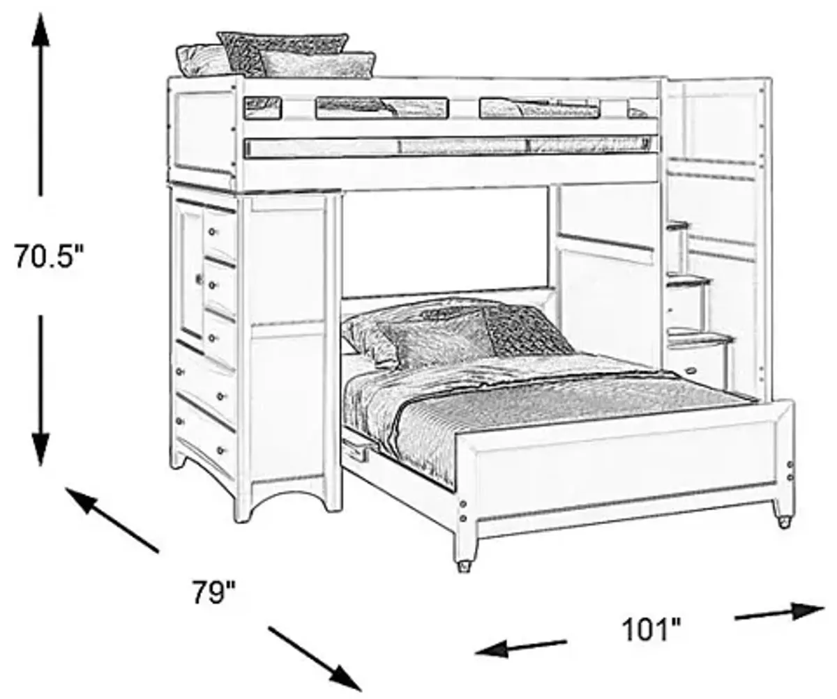 Ivy League 2.0 White Twin/Full Step Loft with Chest