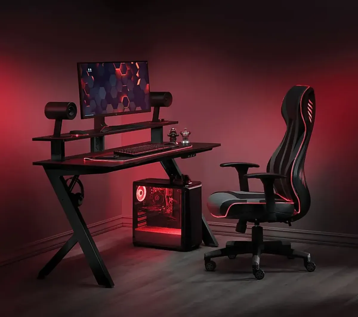 Antinous Black 54 in. PC Gaming Desk