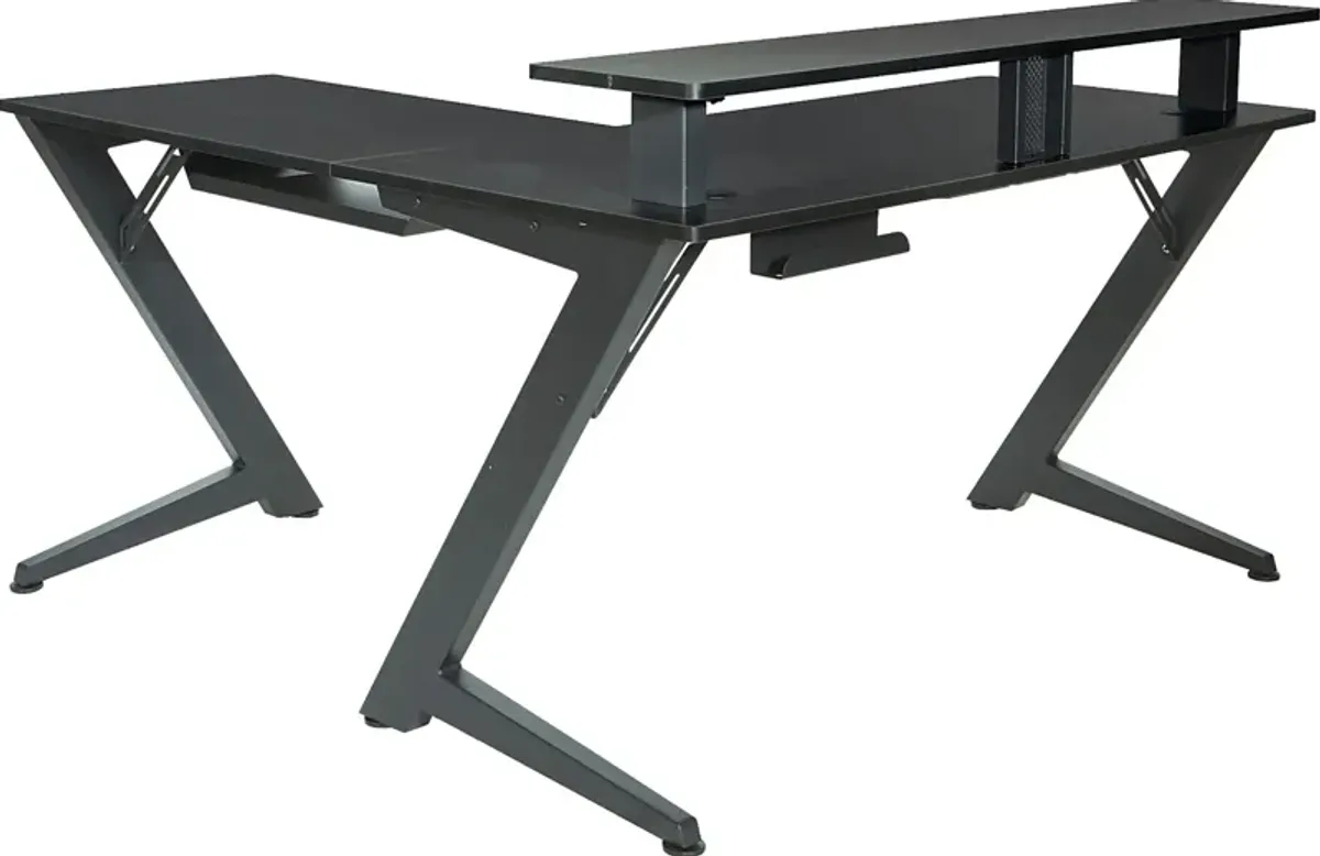 Antinous Black L-Shaped Gaming Desk