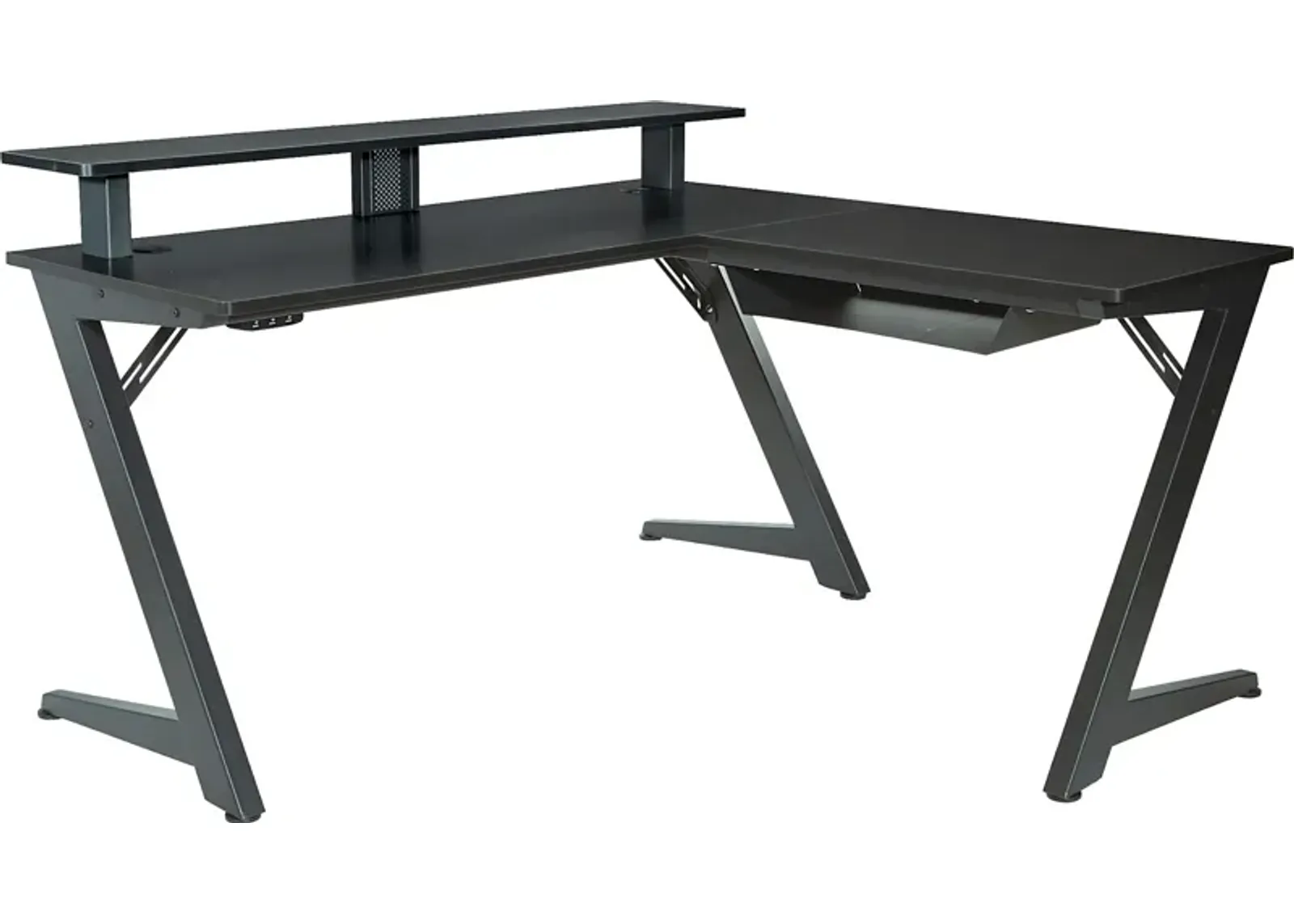 Antinous Black L-Shaped Gaming Desk