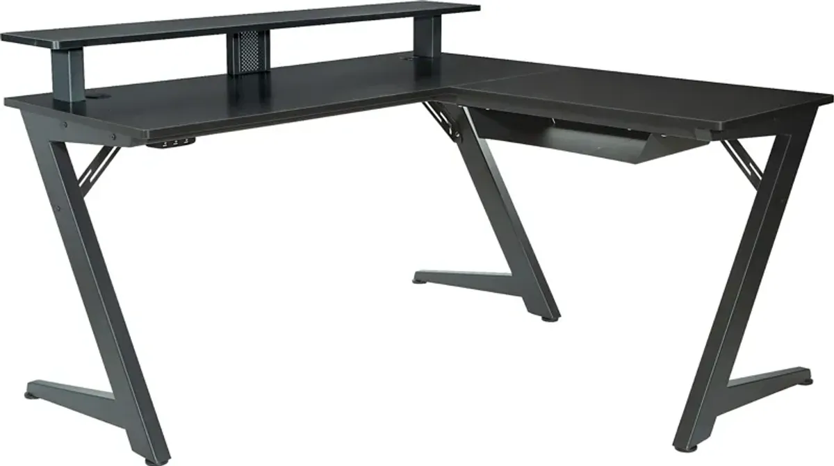 Antinous Black L-Shaped Gaming Desk