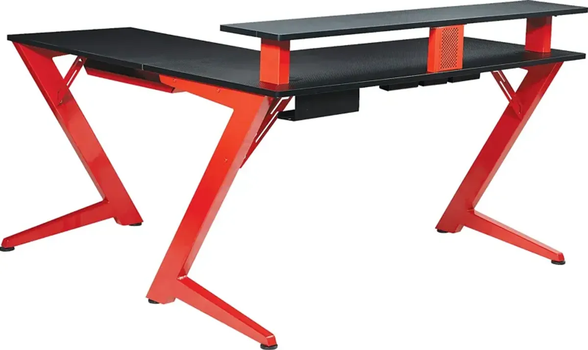 Antinous Red L-Shaped PC Gaming Desk