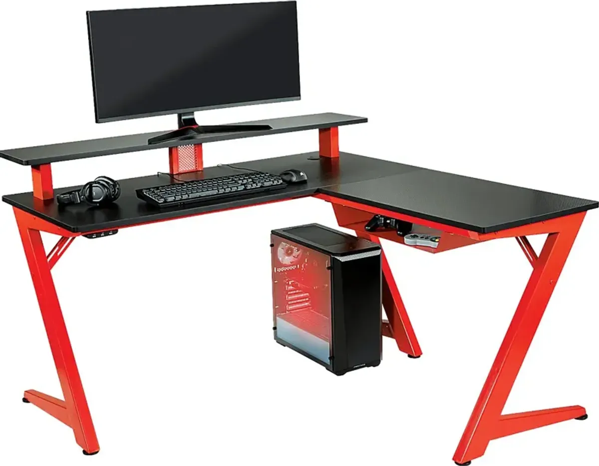 Antinous Red L-Shaped PC Gaming Desk