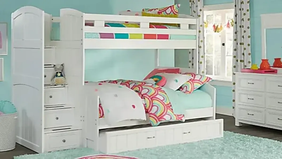 Kids Cottage Colors White Twin/Full Step Bunk