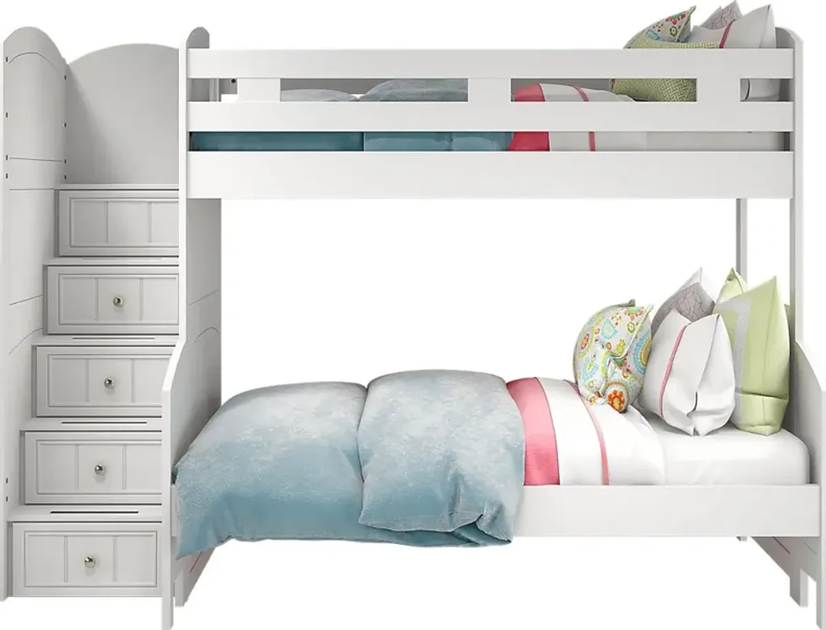 Kids Cottage Colors White Twin/Full Step Bunk