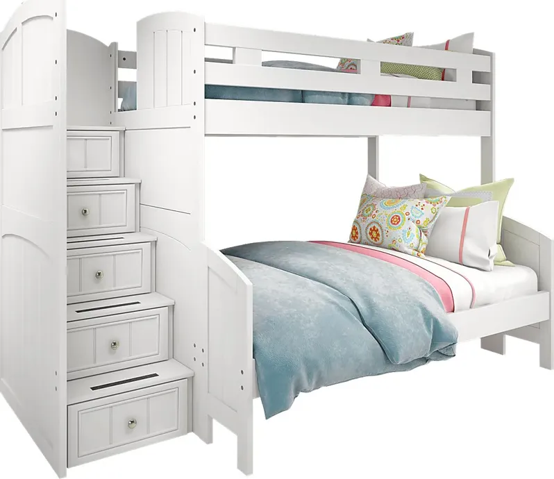 Kids Cottage Colors White Twin/Full Step Bunk